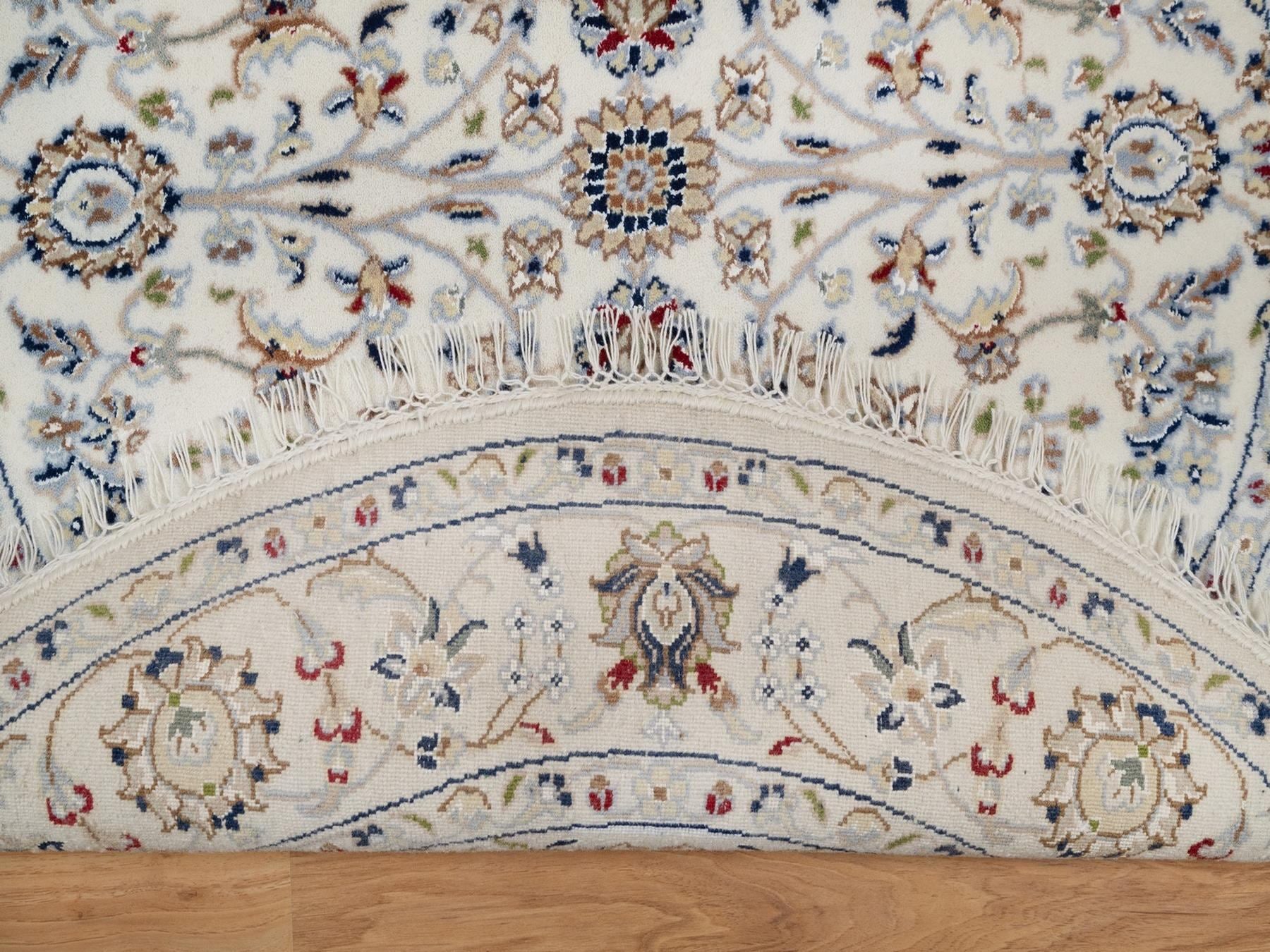 Nain Fine Oriental hand-knotted wool/silk rug in Ivory, 4'1" x 4'2" — SKU O092133 (view 3)