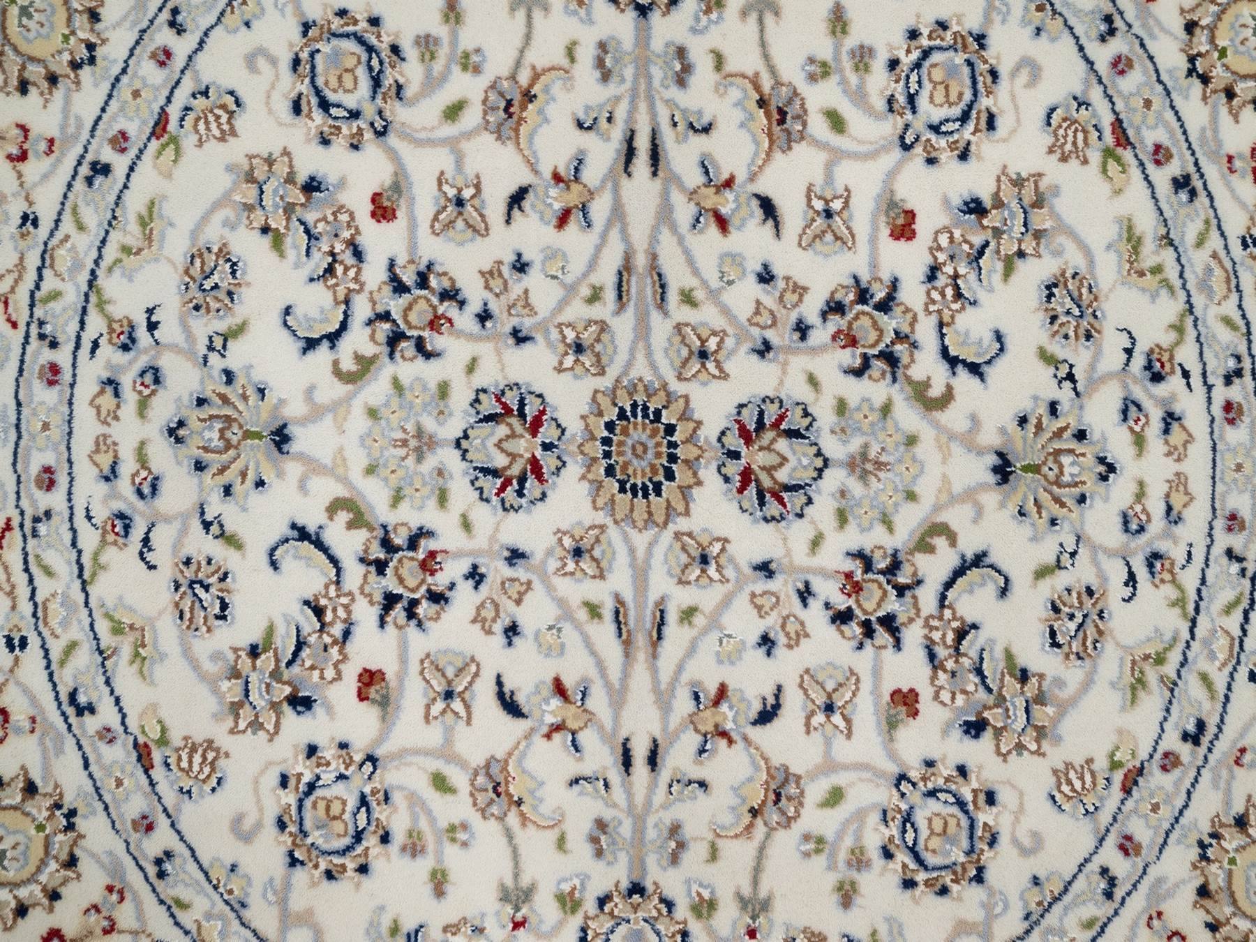 Nain Fine Oriental hand-knotted wool/silk rug in Ivory, 4'1" x 4'2" — SKU O092133 (view 5)