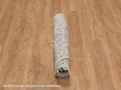 Nain Fine Oriental hand-knotted wool/silk rug in Ivory, 4'1" x 4'2" — SKU O092133 (view 6)