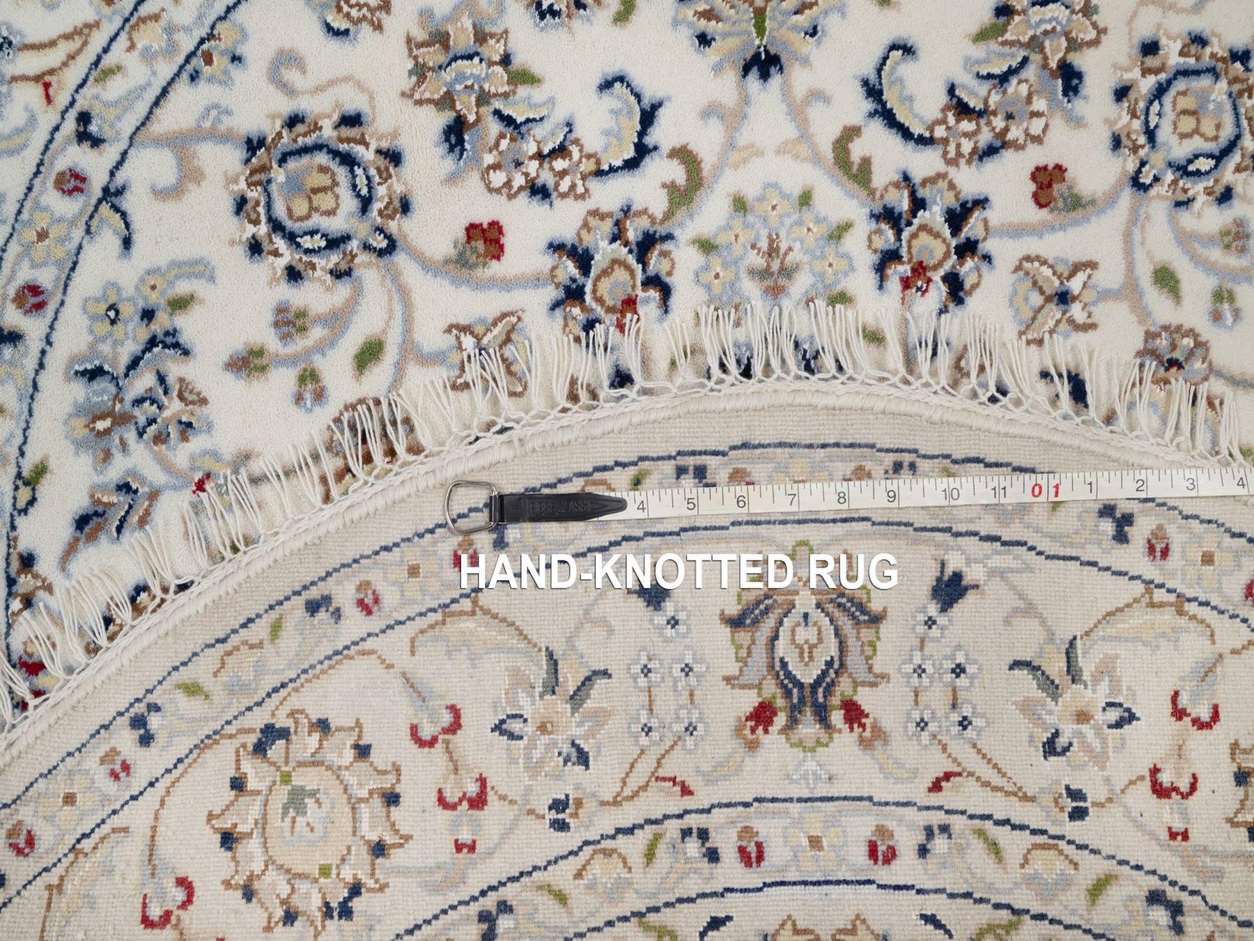 Nain Fine Oriental hand-knotted wool/silk rug in Ivory, 4'1" x 4'2" — SKU O092133 (view 8)
