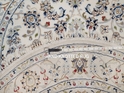 Nain Fine Oriental hand-knotted wool/silk rug in Ivory, 4'1" x 4'2" — SKU O092133 (view 8)