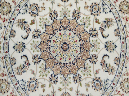 Nain Fine Oriental hand-knotted wool/silk rug in Ivory, 4'1" x 4'1" — SKU O092137 (view 5)