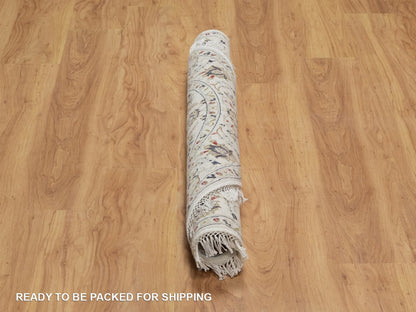 Nain Fine Oriental hand-knotted wool/silk rug in Ivory, 4'1" x 4'1" — SKU O092137 (view 6)