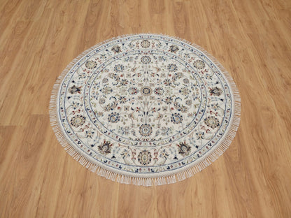 Nain Fine Oriental hand-knotted wool/silk rug in Ivory, 3'11" x 3'11" — SKU O092138 (view 2)