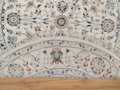 Ivory 3'11" x 3'11" Fine Oriental Hand knotted Wool/Silk Rug - Sku: O092138