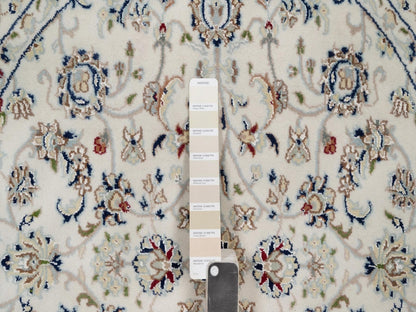 Nain Fine Oriental hand-knotted wool/silk rug in Ivory, 3'11" x 3'11" — SKU O092138 (view 4)