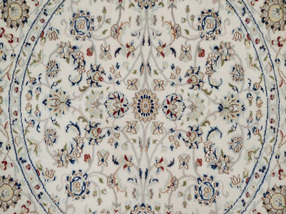 Ivory 3'11" x 3'11" Fine Oriental Hand knotted Wool/Silk Rug - Sku: O092138