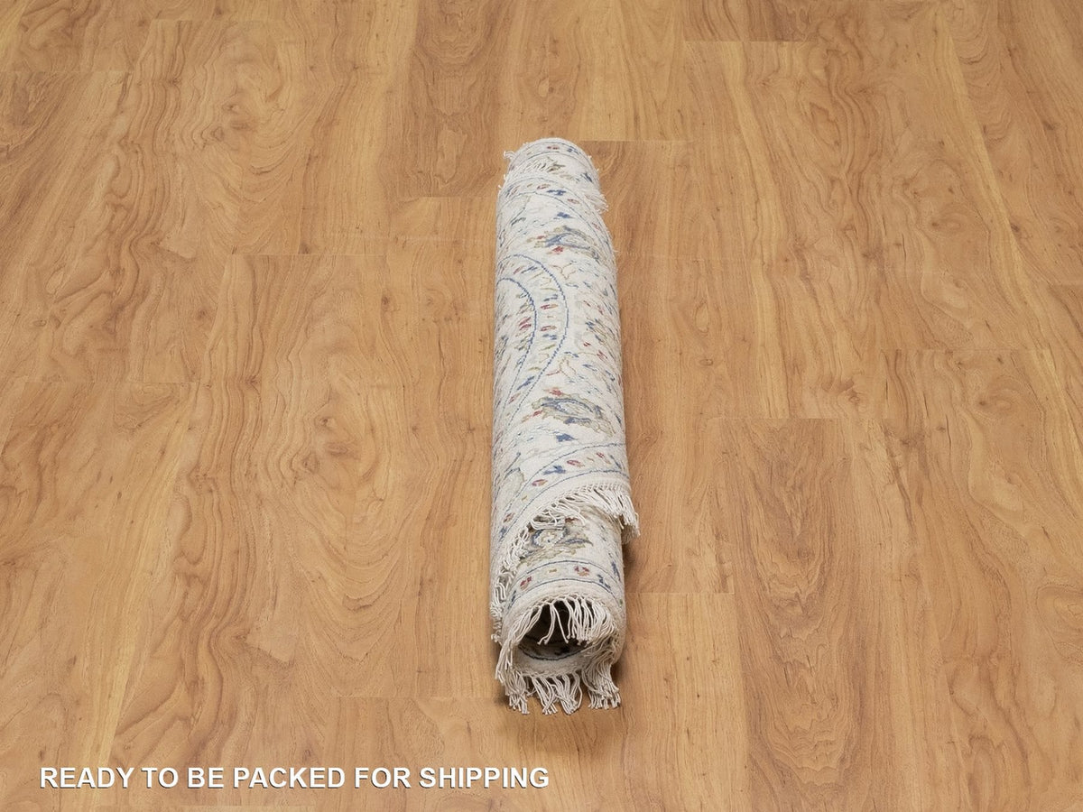Nain Fine Oriental hand-knotted wool/silk rug in Ivory, 3'11" x 3'11" — SKU O092138 (view 6)