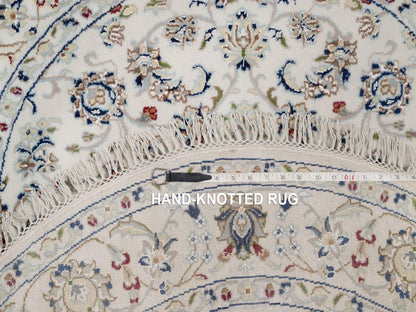 Nain Fine Oriental hand-knotted wool/silk rug in Ivory, 3'11" x 3'11" — SKU O092138 (view 8)