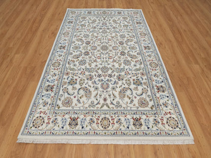Nain Fine Oriental hand-knotted wool/silk rug in Ivory, 6' x 9'3" — SKU O092139 (view 2)