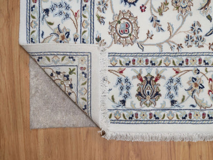 Nain Fine Oriental hand-knotted wool/silk rug in Ivory, 6' x 9'3" — SKU O092139 (view 4)