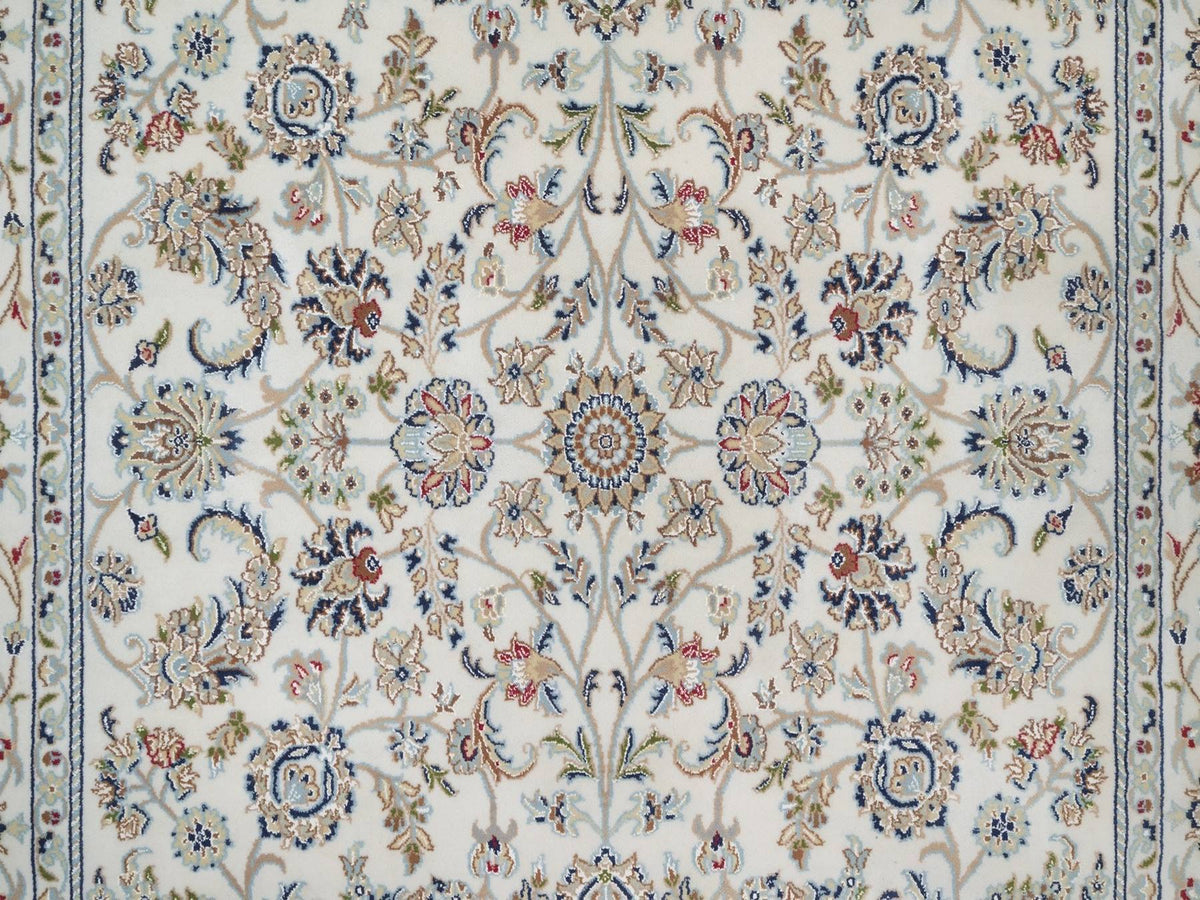 Nain Fine Oriental hand-knotted wool/silk rug in Ivory, 6' x 9'3" — SKU O092139 (view 8)
