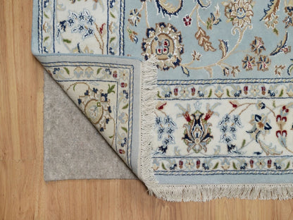 Blue 5'11" x 9'4" Fine Oriental Hand knotted Wool/Silk Rug - Sku: O092140