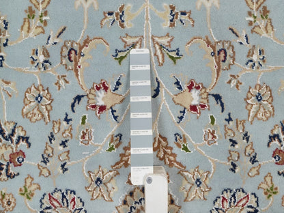 Blue 5'11" x 9'4" Fine Oriental Hand knotted Wool/Silk Rug - Sku: O092140