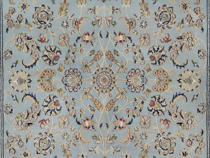 Blue 5'11" x 9'4" Fine Oriental Hand knotted Wool/Silk Rug - Sku: O092140