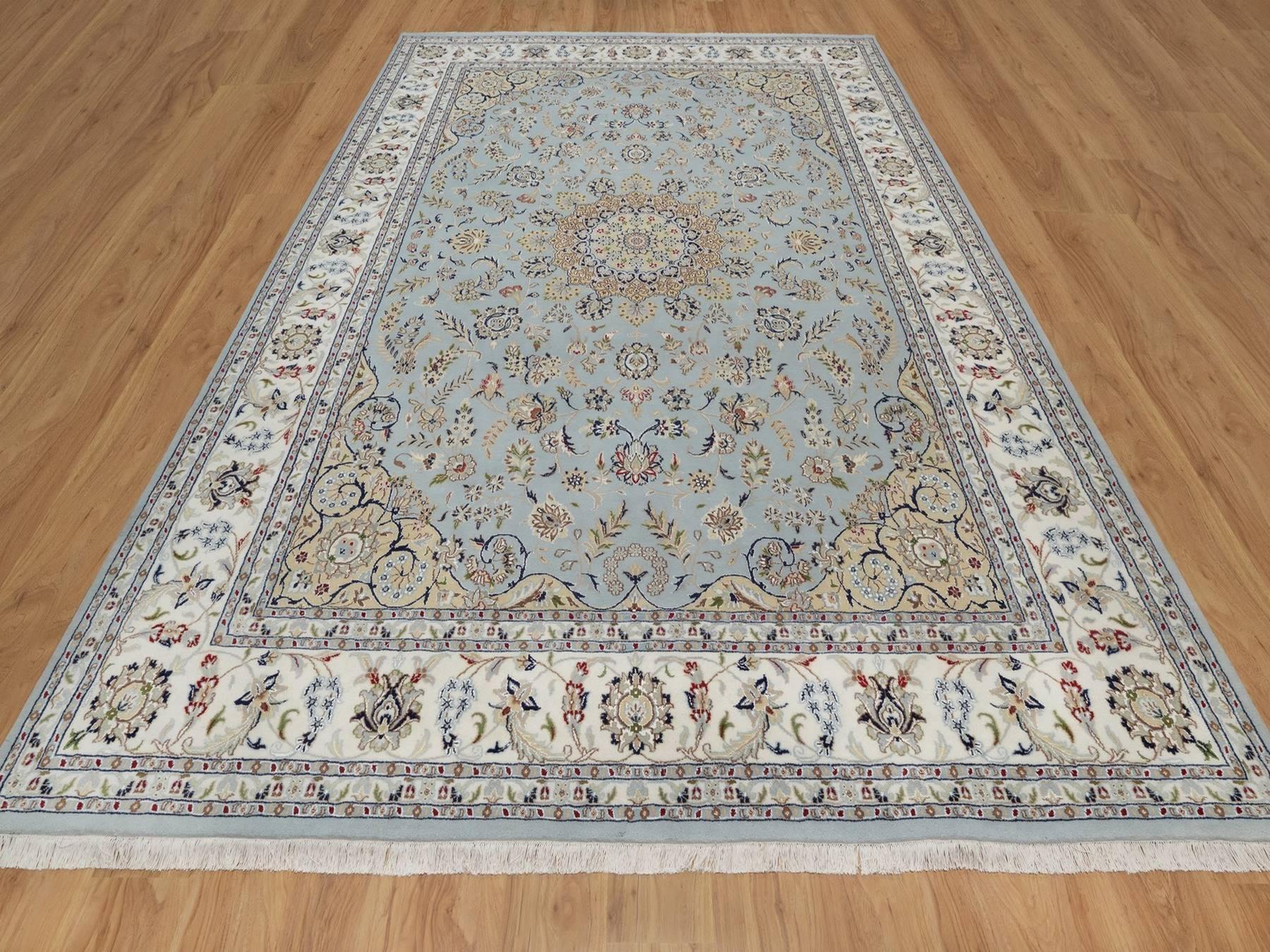 Blue 8'10" x 12'6" Fine Oriental Hand knotted Wool/Silk Rug - Sku: O092141