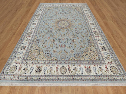 Blue 8'10" x 12'6" Fine Oriental Hand knotted Wool/Silk Rug - Sku: O092141