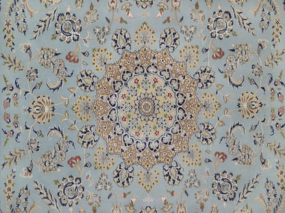 Blue 8'10" x 12'6" Fine Oriental Hand knotted Wool/Silk Rug - Sku: O092141