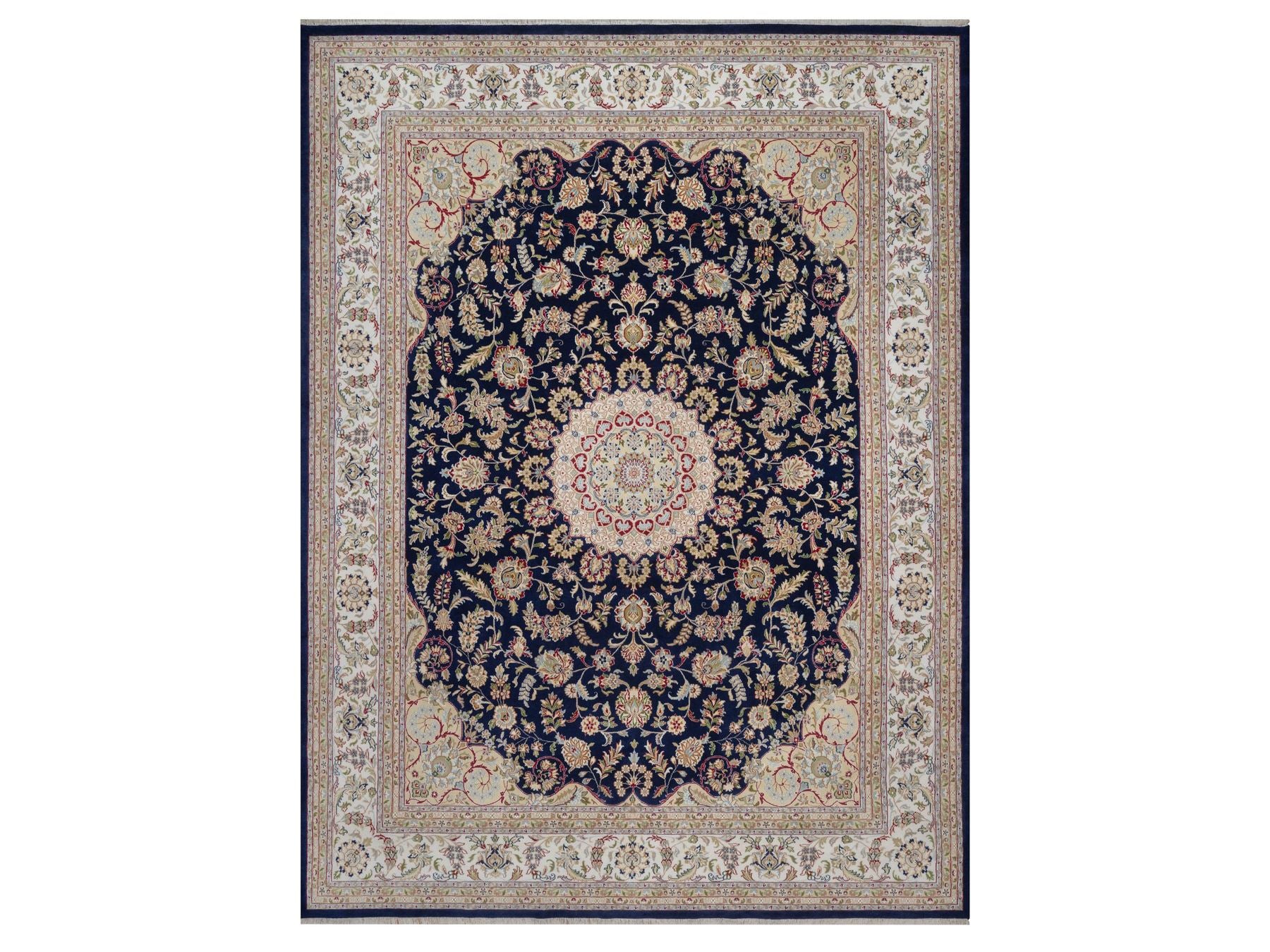 Blue 11'7" x 15'7" Fine Oriental Hand knotted Wool/Silk Rug - Sku: O092143