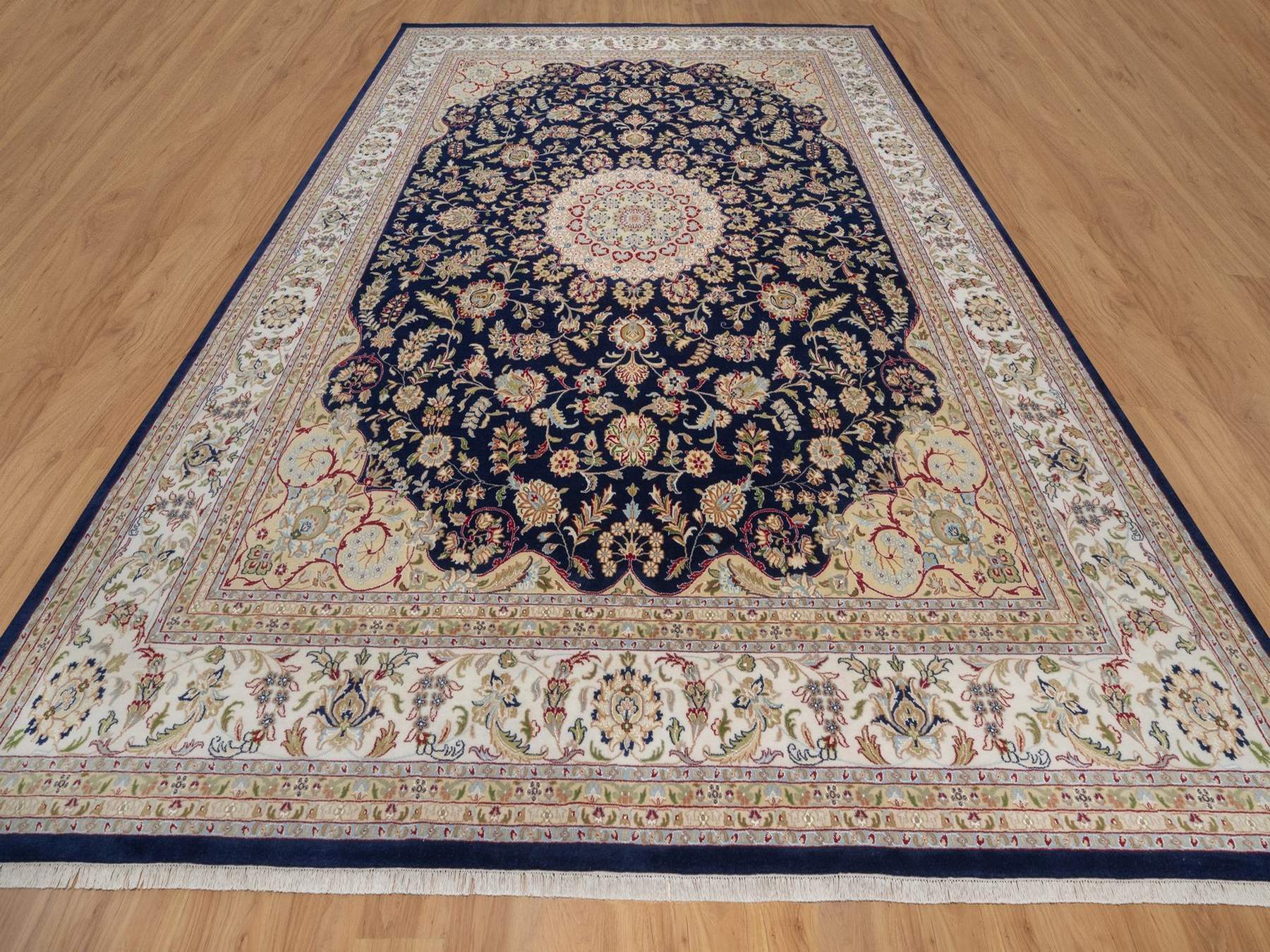 Blue 11'7" x 15'7" Fine Oriental Hand knotted Wool/Silk Rug - Sku: O092143
