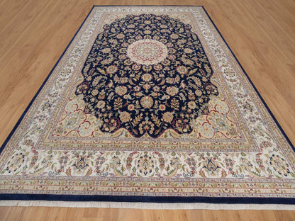 Blue 11'7" x 15'7" Fine Oriental Hand knotted Wool/Silk Rug - Sku: O092143
