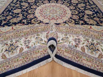 Blue 11'7" x 15'7" Fine Oriental Hand knotted Wool/Silk Rug - Sku: O092143