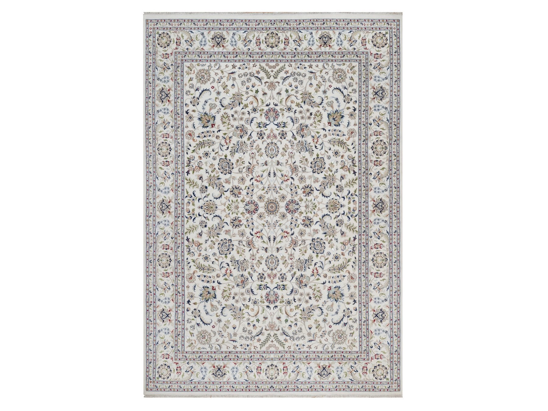 Ivory 9'7" x 14'0" Fine Oriental Hand knotted Wool/Silk Rug - Sku: O092144