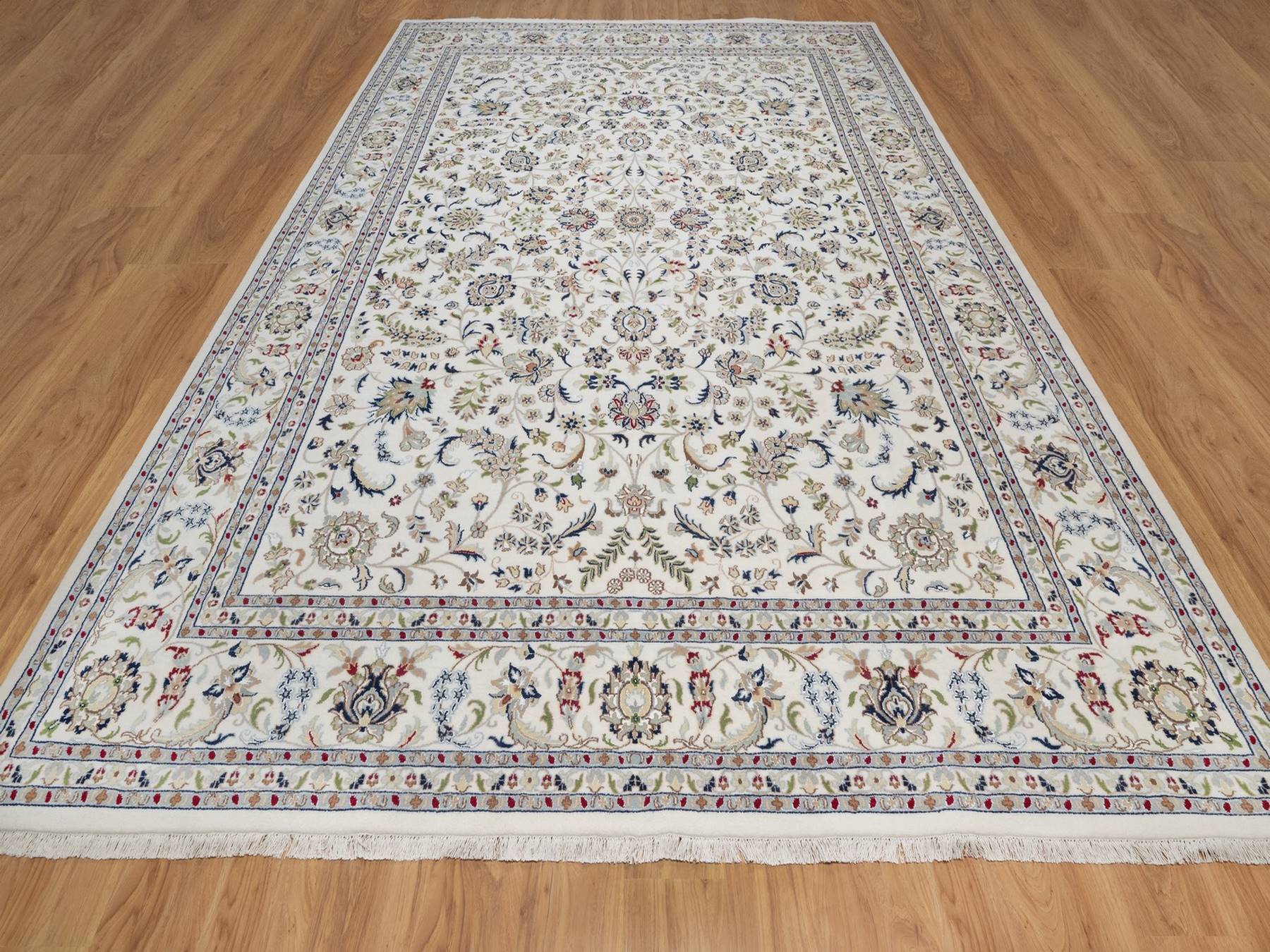 Ivory 9'7" x 14'0" Fine Oriental Hand knotted Wool/Silk Rug - Sku: O092144