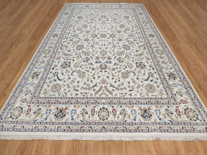 Ivory 9'7" x 14'0" Fine Oriental Hand knotted Wool/Silk Rug - Sku: O092144