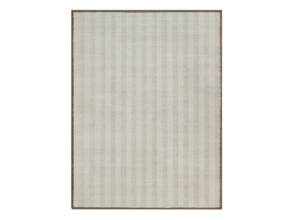 Modern / Contemporary hand-knotted wool rug in Ivory & Chocolate Brown, 9'1" x 12' — SKU O092150
