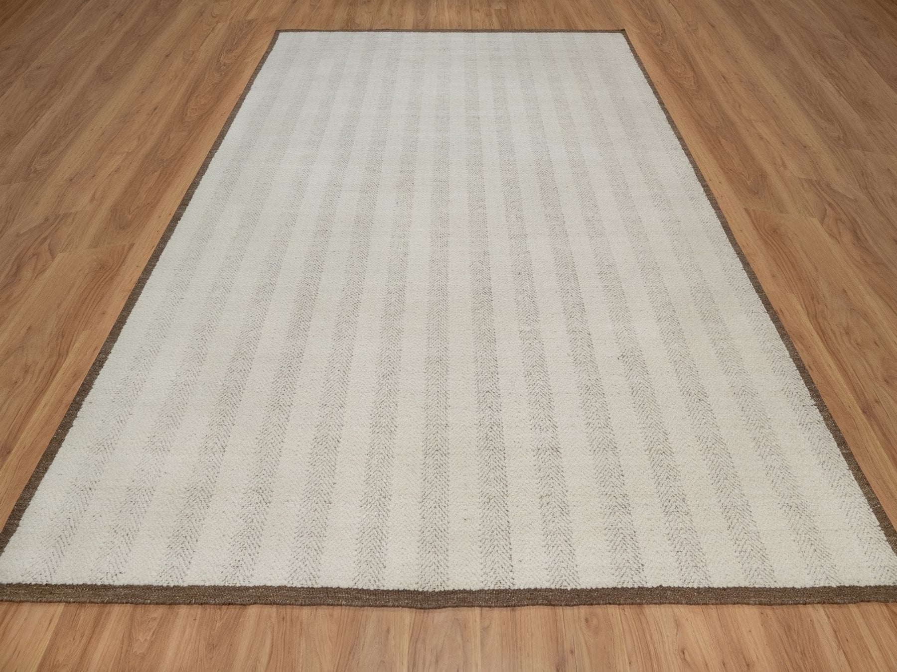 Modern / Contemporary hand-knotted wool rug in Ivory & Chocolate Brown, 9'1" x 12' — SKU O092150 (view 2)