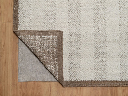 Modern / Contemporary hand-knotted wool rug in Ivory & Chocolate Brown, 9'1" x 12' — SKU O092150 (view 4)