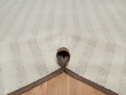 Modern / Contemporary hand-knotted wool rug in Ivory & Chocolate Brown, 9'1" x 12' — SKU O092150 (view 5)