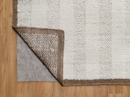 Modern / Contemporary hand-knotted wool rug in Ivory & Chocolate Brown, 10' x 14' — SKU O092151 (view 4)