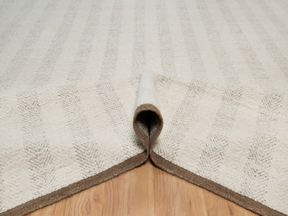 Modern / Contemporary hand-knotted wool rug in Ivory & Chocolate Brown, 10' x 14' — SKU O092151 (view 5)