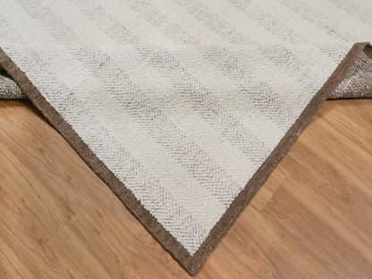 Modern / Contemporary hand-knotted wool rug in Ivory & Chocolate Brown, 10' x 14' — SKU O092151 (view 6)