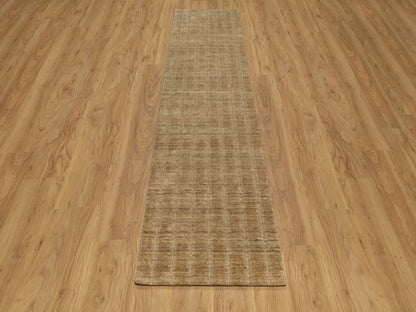 Brown 2'5" x 10'0" Modern and Contemporary Handloom Wool Rug - Sku: O092154