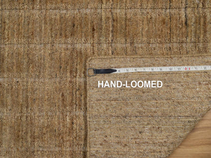 Brown 2'7" x 10'0" Modern and Contemporary Handloom Wool Rug - Sku: O092157