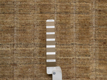 Brown 2'6" x 12'0" Modern and Contemporary Handloom Wool Rug - Sku: O092158