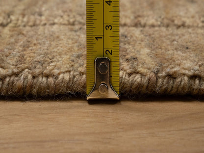 Brown 2'6" x 12'0" Modern and Contemporary Handloom Wool Rug - Sku: O092158