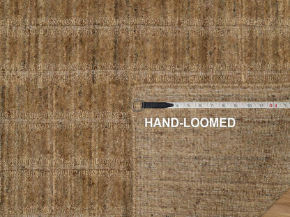 Brown 2'6" x 12'0" Modern and Contemporary Handloom Wool Rug - Sku: O092158