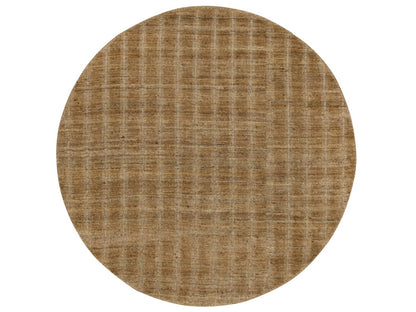 Brown 5'0" x 5'0" Modern and Contemporary Handloom Wool Rug - Sku: O092159