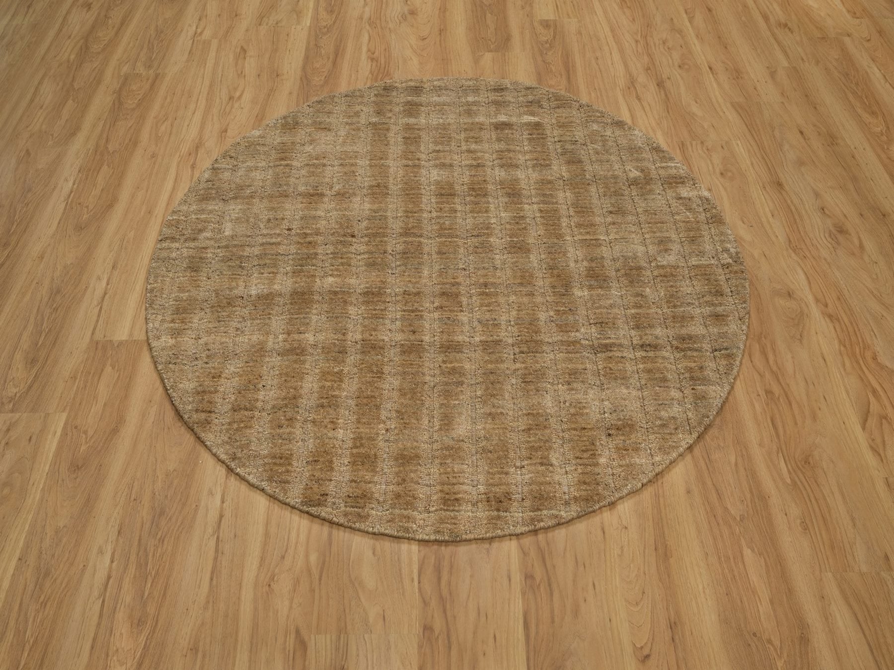 Brown 5'0" x 5'0" Modern and Contemporary Handloom Wool Rug - Sku: O092159