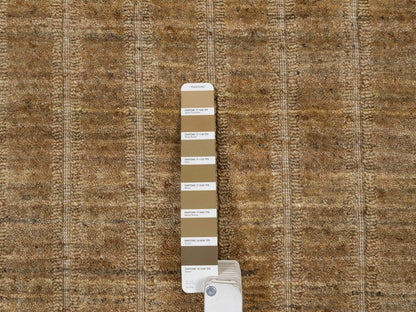 Brown 5'0" x 5'0" Modern and Contemporary Handloom Wool Rug - Sku: O092159