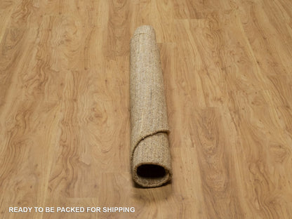Brown 5'0" x 5'0" Modern and Contemporary Handloom Wool Rug - Sku: O092159
