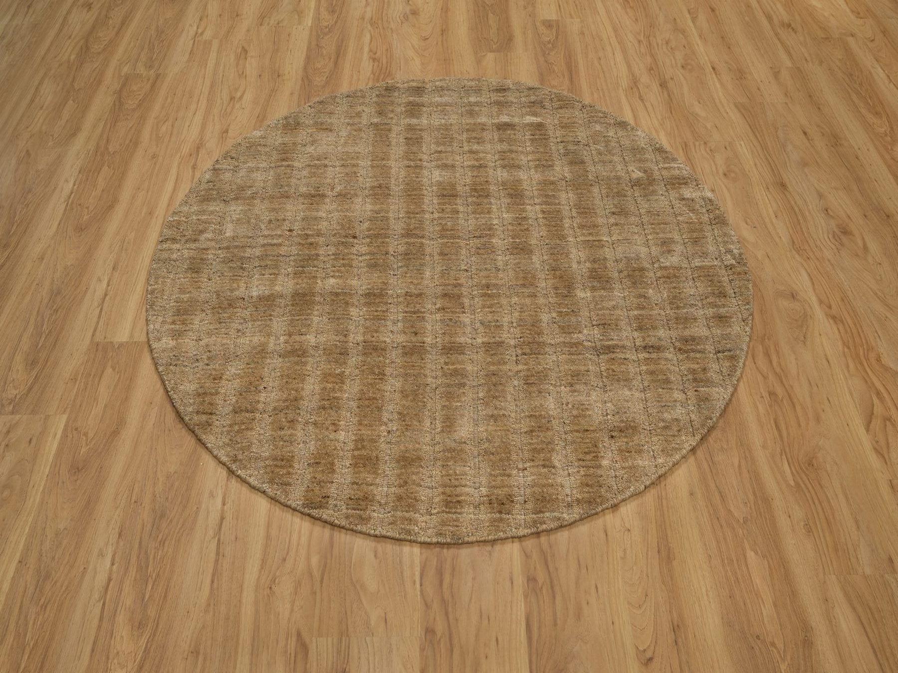 Brown 5'0" x 5'0" Modern and Contemporary Handloom Wool Rug - Sku: O092160