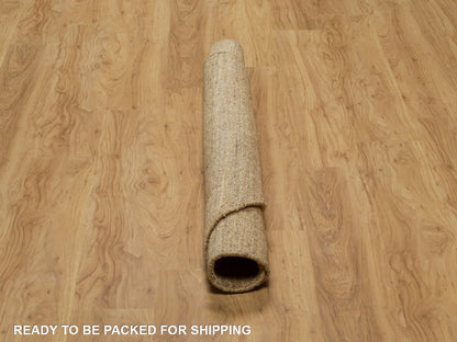 Brown 5'0" x 5'0" Modern and Contemporary Handloom Wool Rug - Sku: O092160