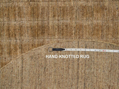 Brown 5'0" x 5'0" Modern and Contemporary Handloom Wool Rug - Sku: O092160