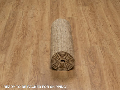 Brown 2'8" x 12'0" Modern and Contemporary Handloom Wool Rug - Sku: O092161