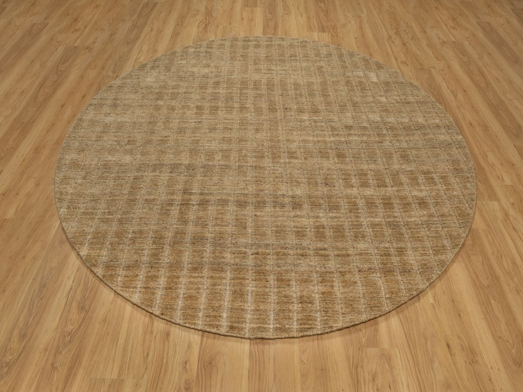 Brown 8'0" x 8'0" Modern and Contemporary Handloom Wool Rug - Sku: O092166